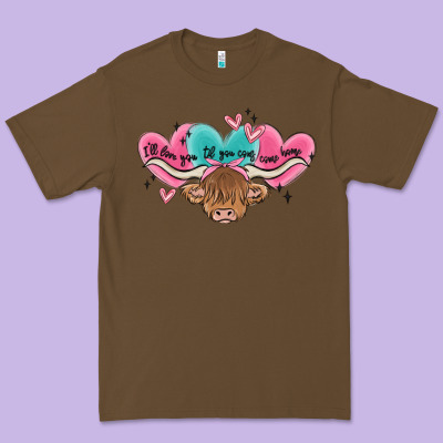 Western Cow And Heart Premium Tee Designed By Maliassmallbusiness