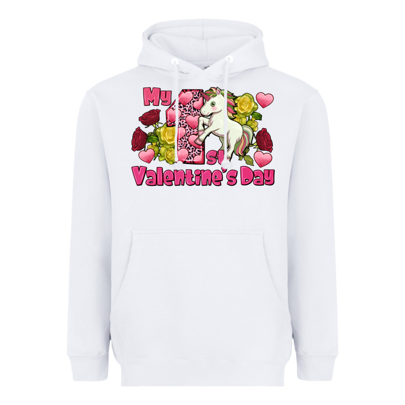 My First Valentine's Day Unicorn Heavyweight Hoodie by FaDigitalArtStudio | Teevron