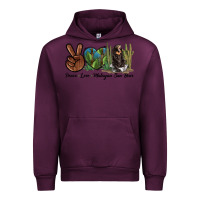Mauve Wine Peace Love Malayan Sun Bear Urban Hoodie - LillyAllenDesigns
