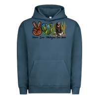 Pigment Midnight Navy Peace Love Malayan Sun Bear Urban Hoodie - LillyAllenDesigns