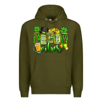 Army Green St. Patrick's Lucky vibes Premium Hoodie - OliviaCreatesArt