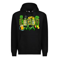 Black St. Patrick's Lucky vibes Premium Hoodie - OliviaCreatesArt