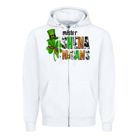 White St. Patrick's Mister shenanigans Zipper Hoodie - OliviaCreatesArt