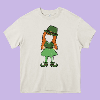 Leprechaun Girl Faceless Heavy Core Tee Designed By Maliassmallbusiness
