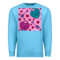 Ocean Blue valentines day lock and key seamless pattern Premium Sweatshirt - BundleAndBundleShop