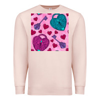 Pale Pink valentines day lock and key seamless pattern Premium Sweatshirt - BundleAndBundleShop