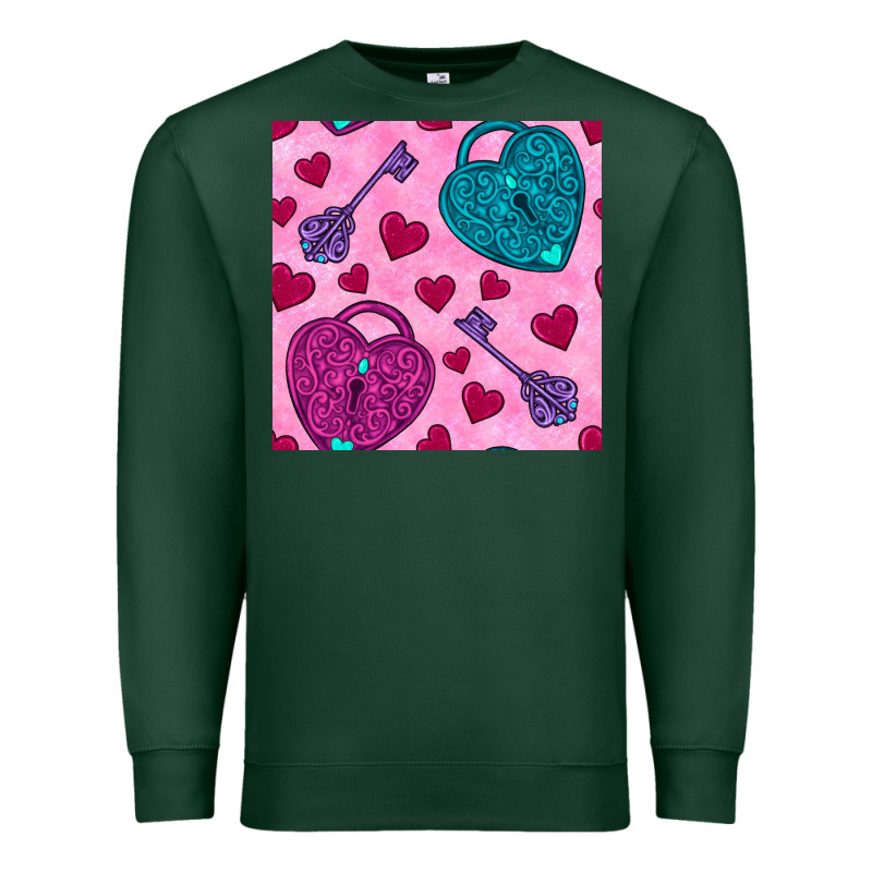 Valentines Day Lock And Key Seamless Pattern Premium Sweatshirt by BundleAndBundleShop | Teevron