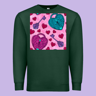 Valentines Day Lock And Key Seamless Pattern Premium Sweatshirt Designed By Bundleandbundleshop