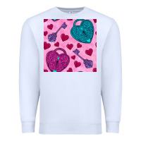 White valentines day lock and key seamless pattern Premium Sweatshirt - BundleAndBundleShop