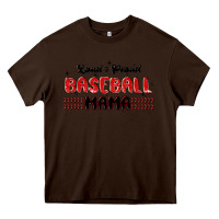 Chocolate Brown loud and proud baseball mama Heavy Core Tee - MaliasSmallBusiness