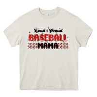 Cream loud and proud baseball mama Heavy Core Tee - MaliasSmallBusiness