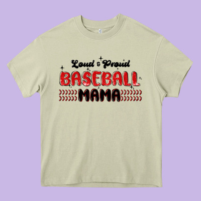 Loud And Proud Baseball Mama Heavy Core Tee Designed By Maliassmallbusiness