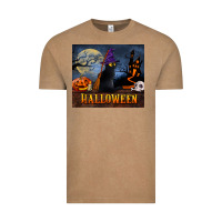 Vintage Coffee Black Cat Halloween Vintage Tee - LillyAllenDesigns