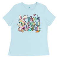 Baby Blue happy easter y'all Ladies Tee - MaliasSmallBusiness