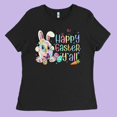 Happy Easter Y'all Ladies Tee Designed By Maliassmallbusiness