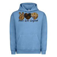 Pigment Pebble Blue Peace Love Lion Head Urban Hoodie - LillyAllenDesigns