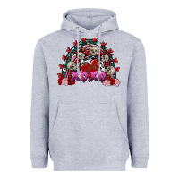 Heather Grey skull xoxo rainbow valentine's day Heavyweight Hoodie - FaDigitalArtStudio