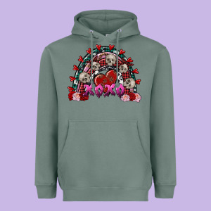 Skull Xoxo Rainbow Valentine's Day Heavyweight Hoodie Designed By Fadigitalartstudio