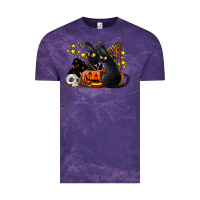 Cloud Purple halloween black cats Vintage Tee - LillyAllenDesigns