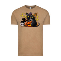Vintage Coffee halloween black cats Vintage Tee - LillyAllenDesigns