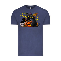 Vintage Denim halloween black cats Vintage Tee - LillyAllenDesigns