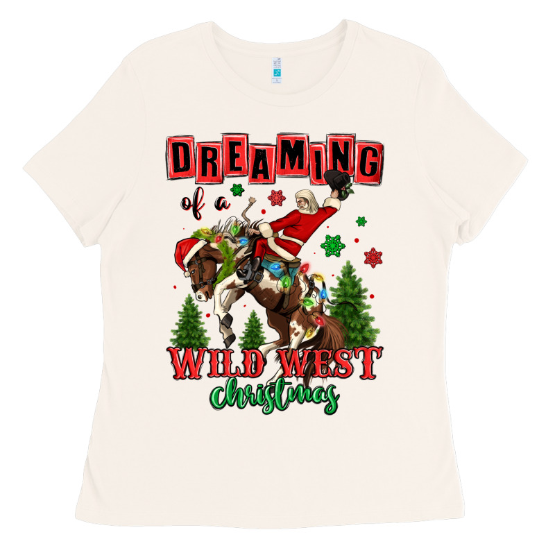 Dreaming Of A Wild West Christmas Cowboy Santa Ladies Tee by MaliasSmallBusiness | Teevron