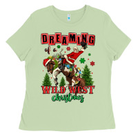 Matcha dreaming of a wild west christmas cowboy santa Ladies Tee - MaliasSmallBusiness
