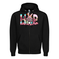 Black Easter Day Hop bunny Zipper Hoodie - OliviaCreatesArt