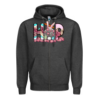 Charcoal Heather Easter Day Hop bunny Zipper Hoodie - OliviaCreatesArt
