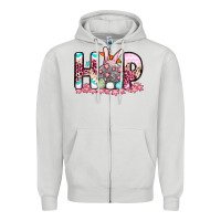 Dove Grey Easter Day Hop bunny Zipper Hoodie - OliviaCreatesArt