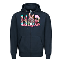 Navy Easter Day Hop bunny Zipper Hoodie - OliviaCreatesArt