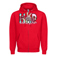 Red Easter Day Hop bunny Zipper Hoodie - OliviaCreatesArt