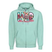 Seafoam Easter Day Hop bunny Zipper Hoodie - OliviaCreatesArt