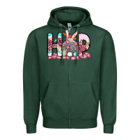 Sports Green Easter Day Hop bunny Zipper Hoodie - OliviaCreatesArt