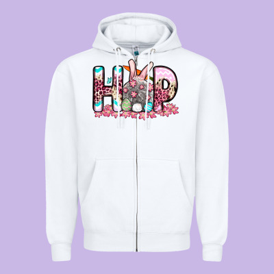Easter Day Hop Bunny Zipper Hoodie Designed By Oliviacreatesart