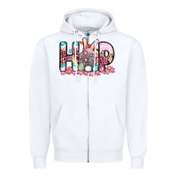 White Easter Day Hop bunny Zipper Hoodie - OliviaCreatesArt