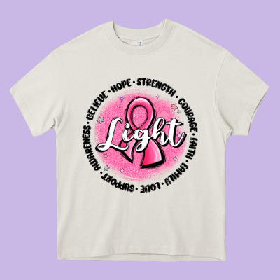 Fight Breast Cancer Heavy Core Tee Designed By Maliassmallbusiness