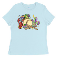 Baby Blue mardi gras baseball Ladies Tee - MaliasSmallBusiness