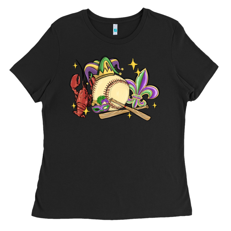 Mardi Gras Baseball Ladies Tee by MaliasSmallBusiness | Teevron