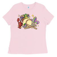 Bubblegum Pink mardi gras baseball Ladies Tee - MaliasSmallBusiness