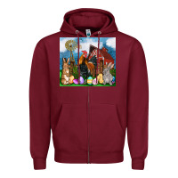Burgundy Farm animals 20oz Zipper Hoodie - OliviaCreatesArt