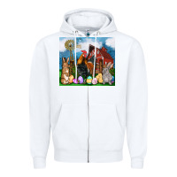 White Farm animals 20oz Zipper Hoodie - OliviaCreatesArt