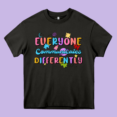 Everyone Communicates Differently Heavy Core Tee Designed By Maliassmallbusiness