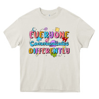 Cream everyone communicates differently Heavy Core Tee - MaliasSmallBusiness