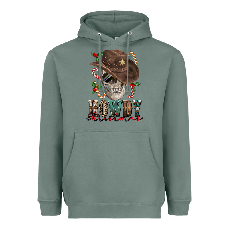 Howdy Christmas Skull Heavyweight Hoodie by FaDigitalArtStudio | Teevron