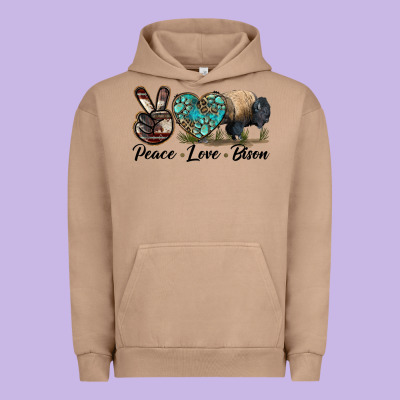 Peace Llve Bison Urban Hoodie Designed By Lillyallendesigns