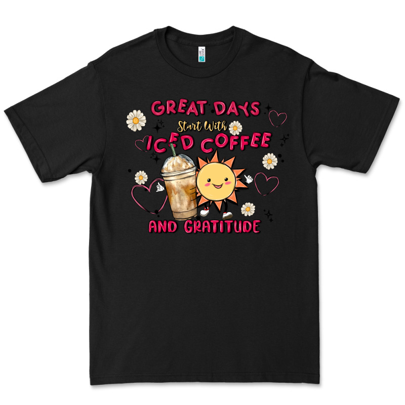 Great Days Start With Iced Coffee And Gratitude Premium Tee by MaliasSmallBusiness | Teevron