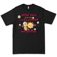 Black great days start with iced coffee and gratitude Premium Tee - MaliasSmallBusiness