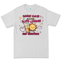 Dove Grey great days start with iced coffee and gratitude Premium Tee - MaliasSmallBusiness