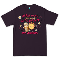 Plum great days start with iced coffee and gratitude Premium Tee - MaliasSmallBusiness